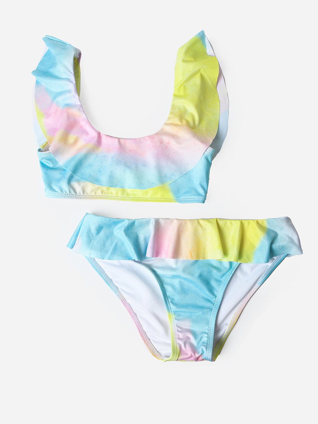 Stella Cove Girls' Surf At Dawn & Noon Ruffle Bikini Set - Saint Bernard