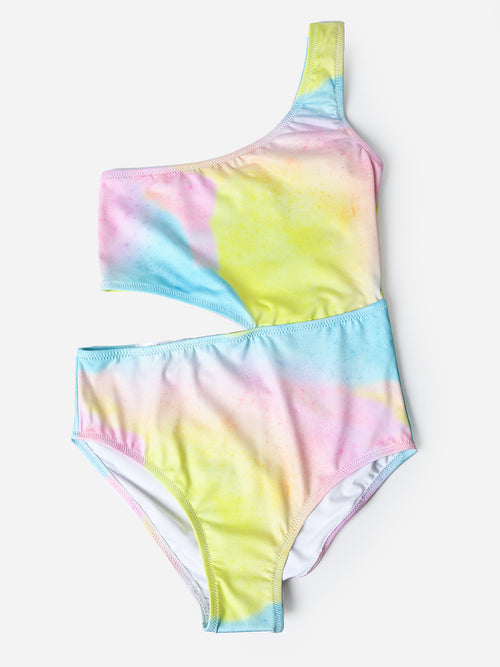 Stella Cove Girls' Surf At Dawn & Noon Cutout One-Piece Swimsuit