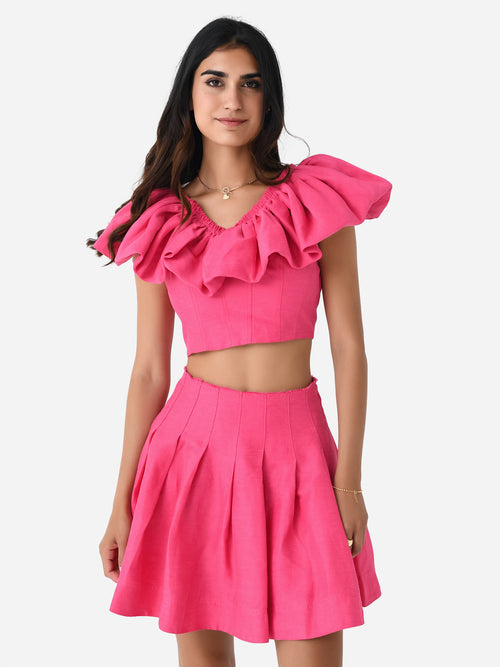 AJE Women's Bubble Flounce Crop Top