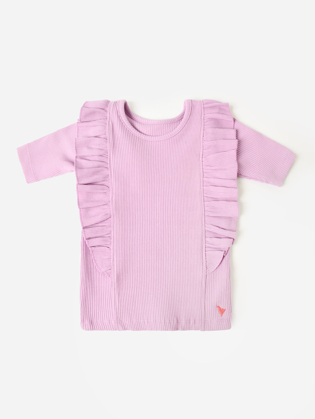 Pink Chicken Girls' Organic Ruffle Rib Top - Saint Bernard