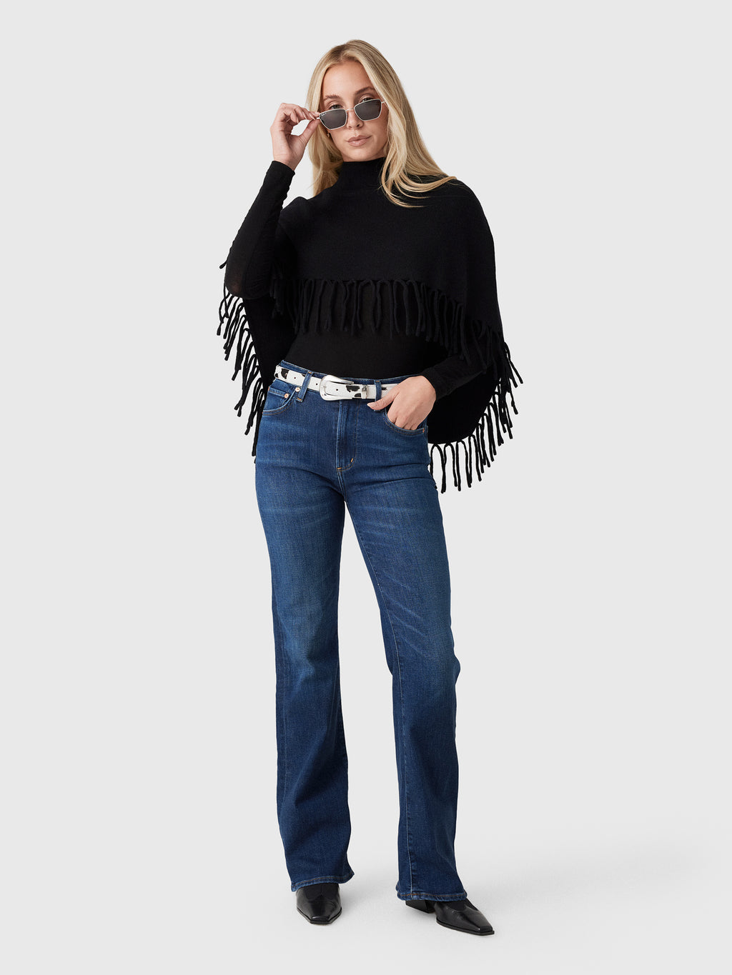 Berenice Women's Marmo Fringe Poncho - Saint Bernard