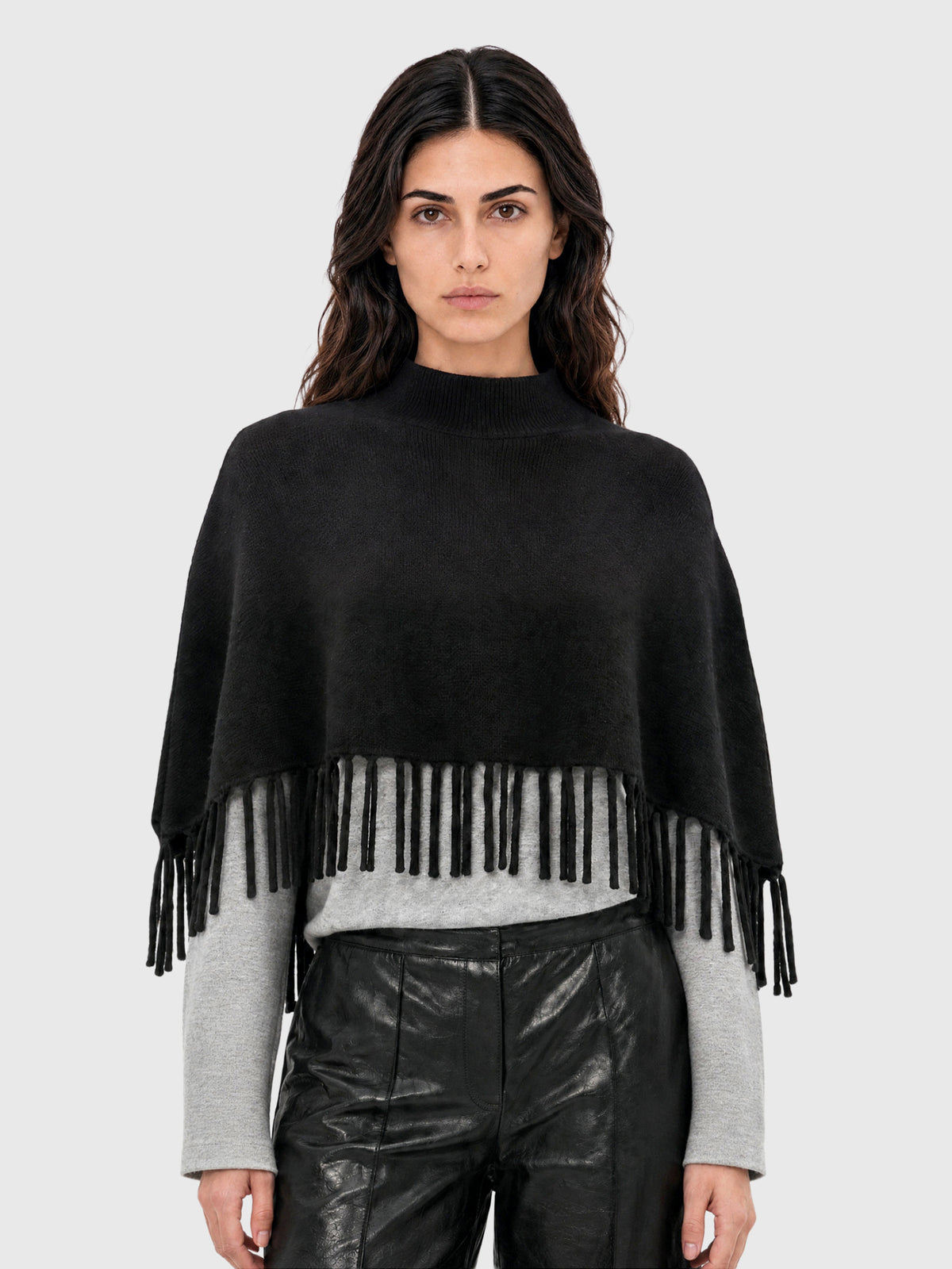Berenice Women's Marmo Fringe Poncho - Saint Bernard