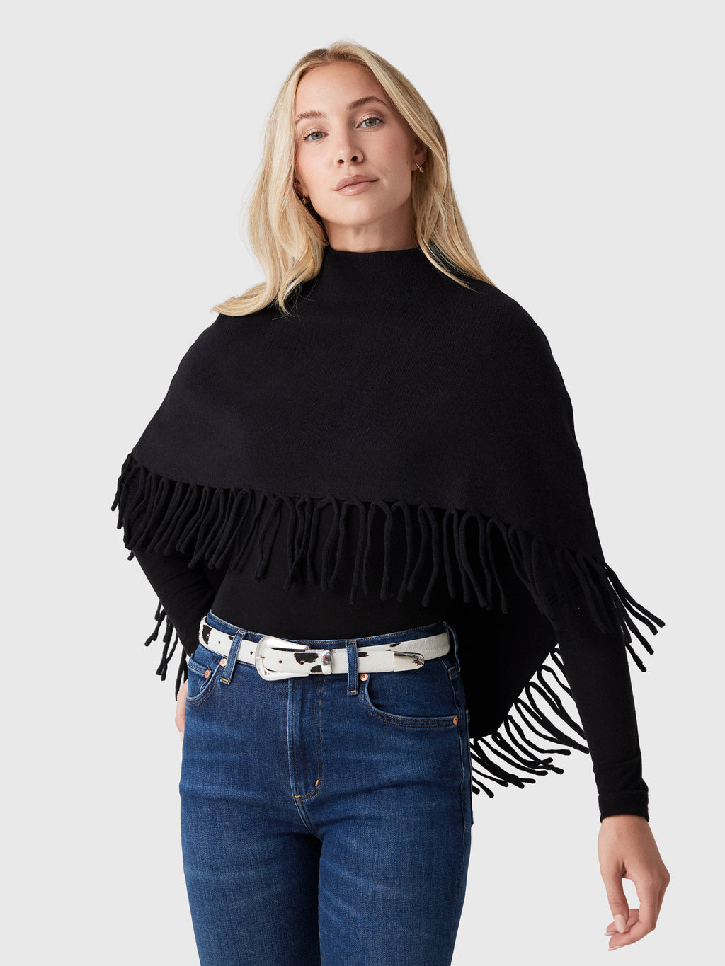 Berenice Women's Marmo Fringe Poncho - Saint Bernard
