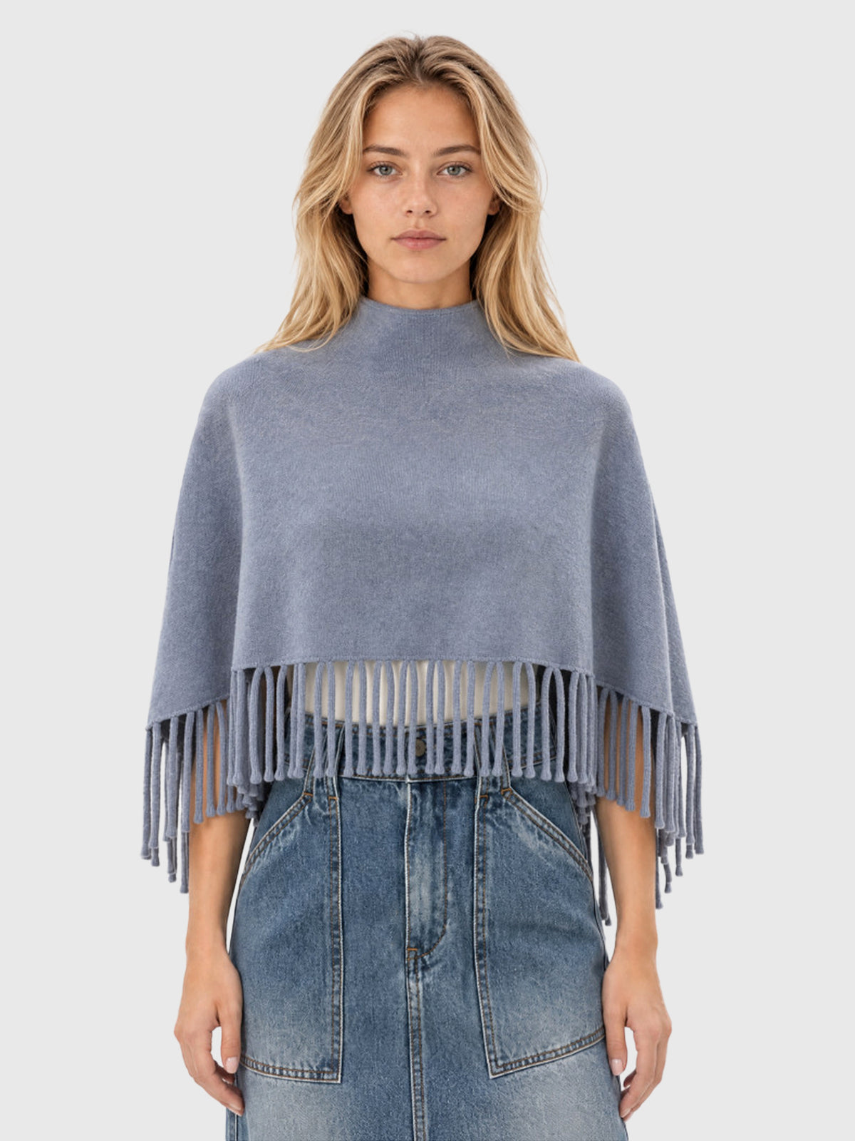 Berenice Women's Marmo Fringe Poncho - Saint Bernard