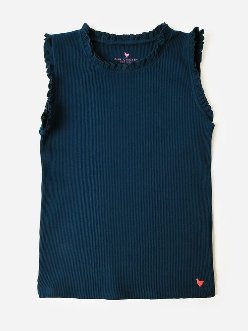 Pink Chicken Girls' Organic Ruffle Rib Tank