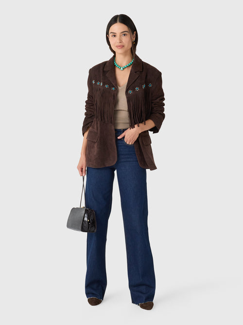 Berenice Women's Valenzo Suede Fringe Jacket - Saint Bernard