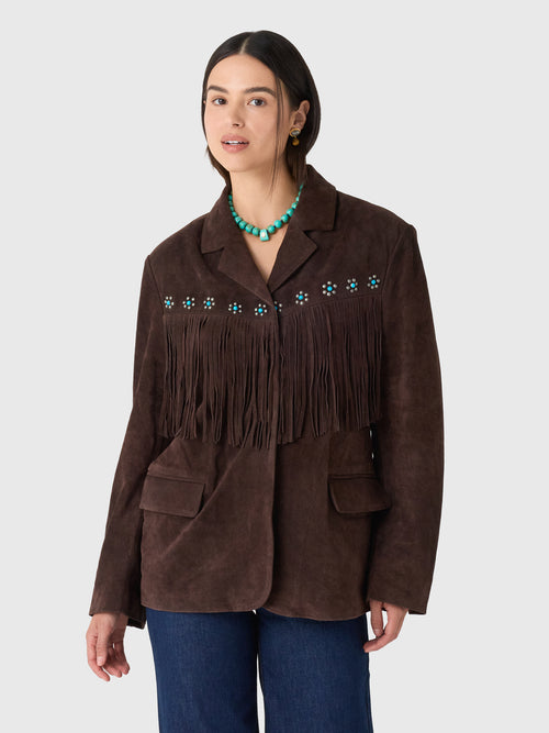 Berenice Women's Valenzo Suede Fringe Jacket - Saint Bernard