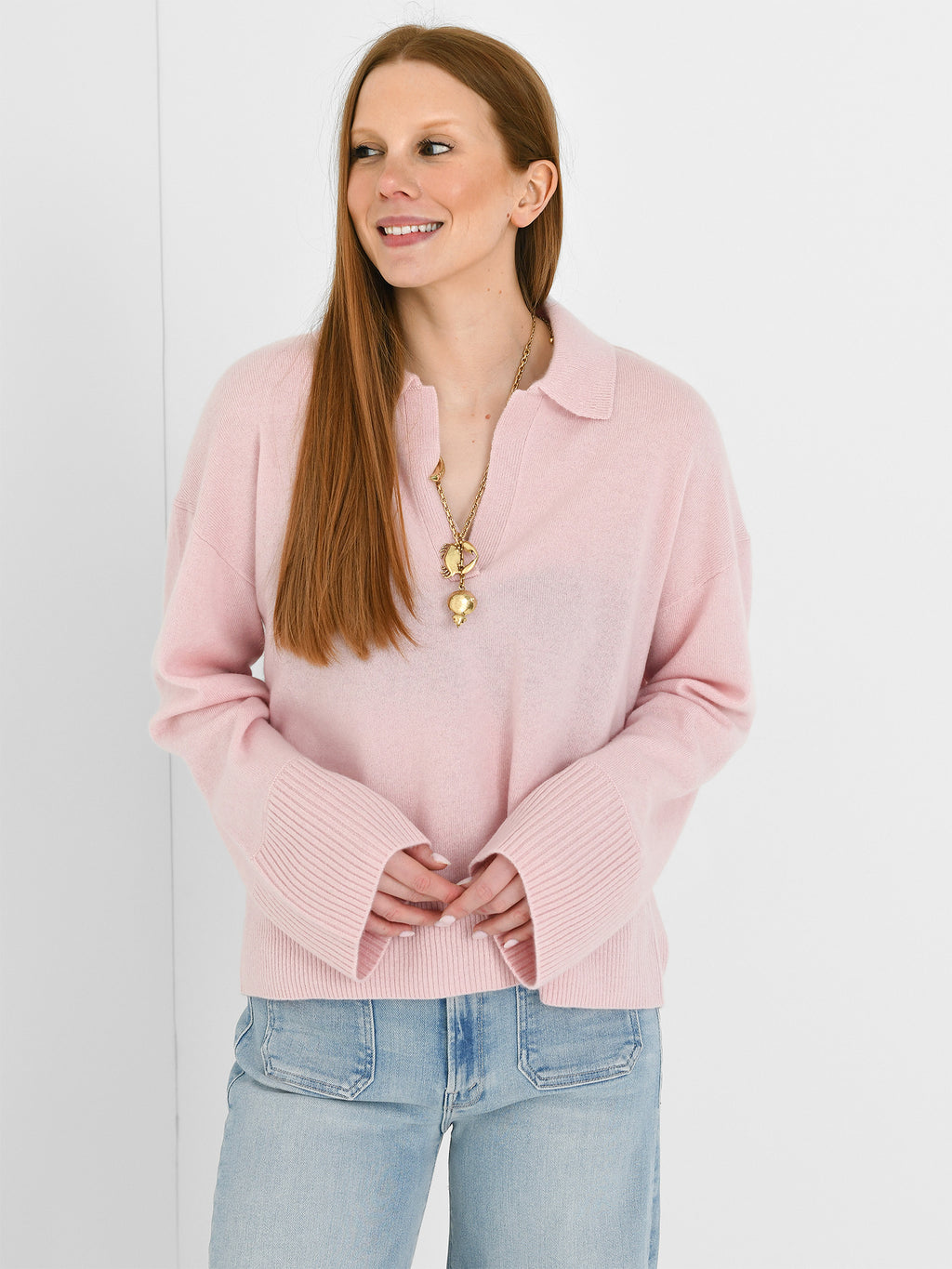 Alex Mill Women's Isa Cashmere Polo Pullover - Saint Bernard