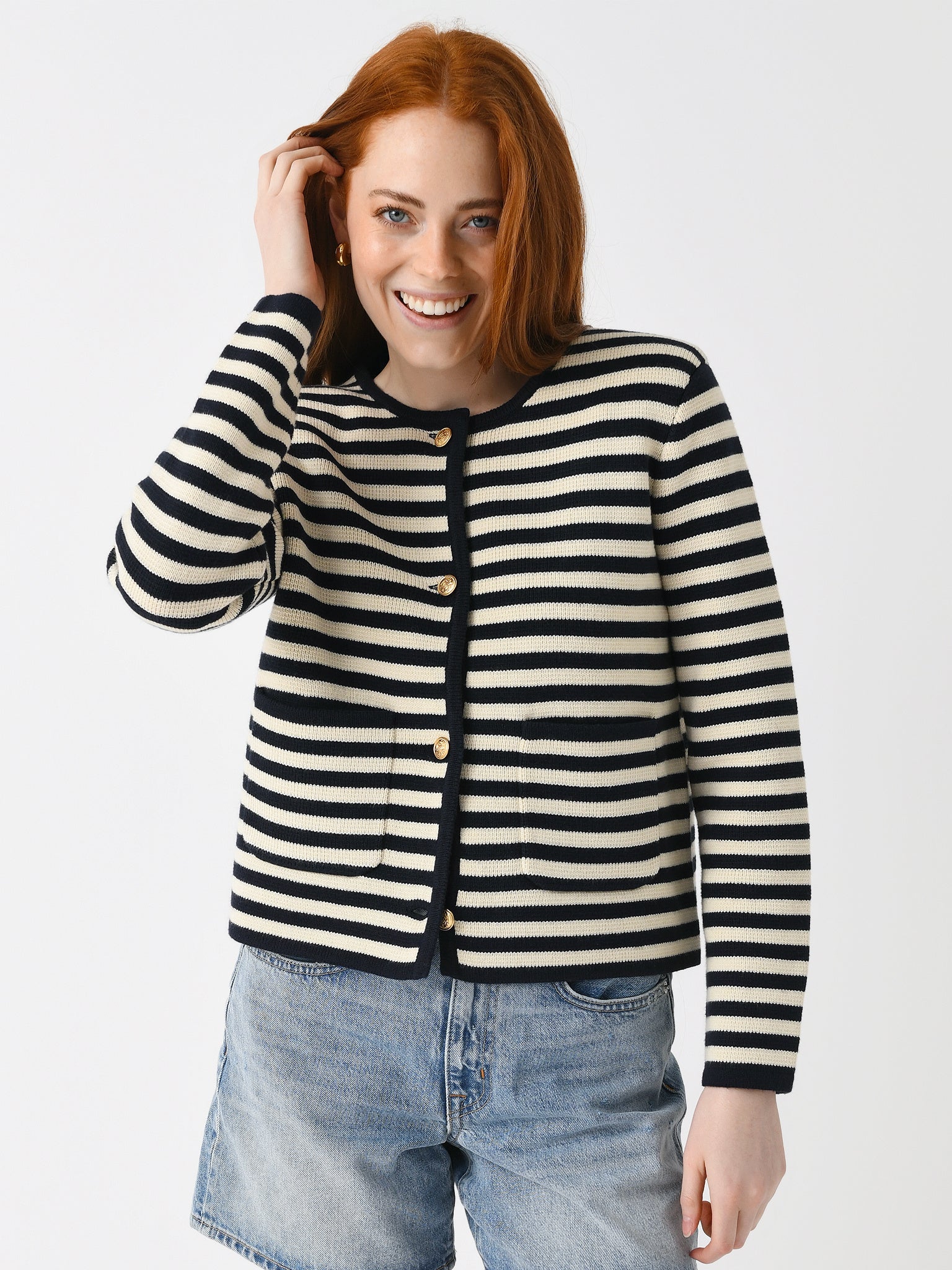 Alex Mill Women's Paris Stripe Sweater Jacket - Saint Bernard