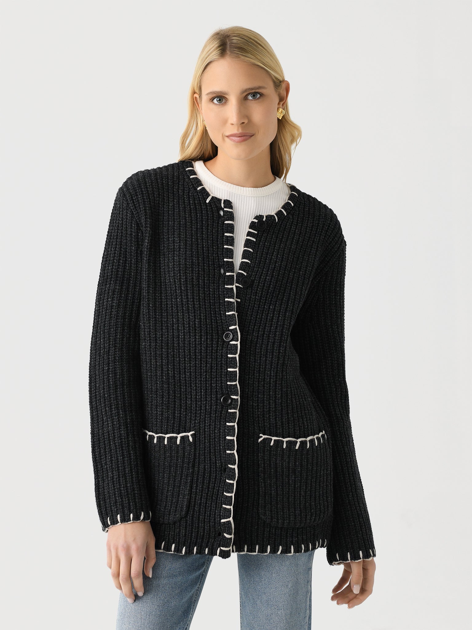 Alex Mill Women's Marylebone Sweater Jacket with Matching Scarf - Saint Bernard