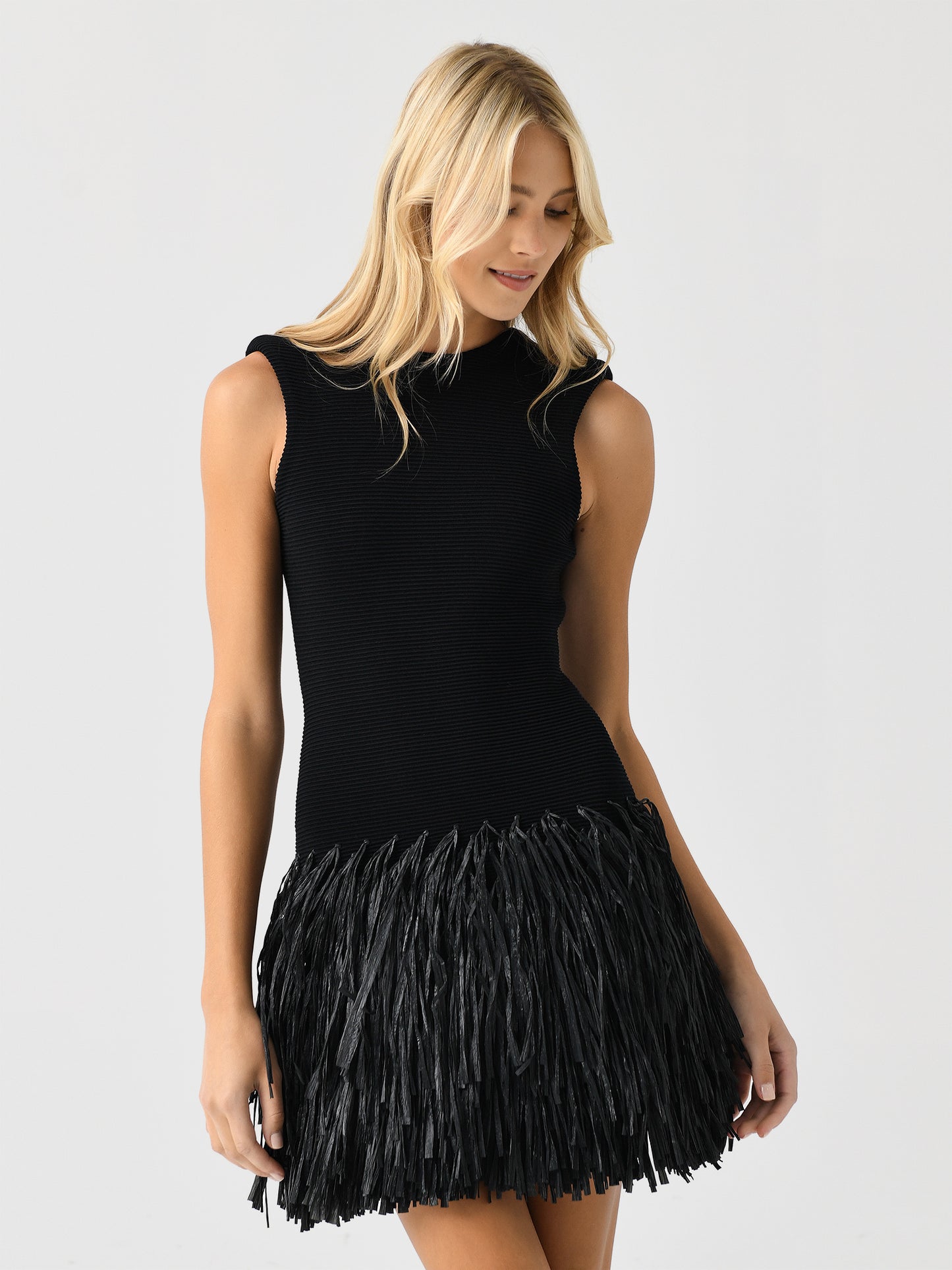 AJE Women's Rushes Raffia Knit Mini Dress - Saint Bernard