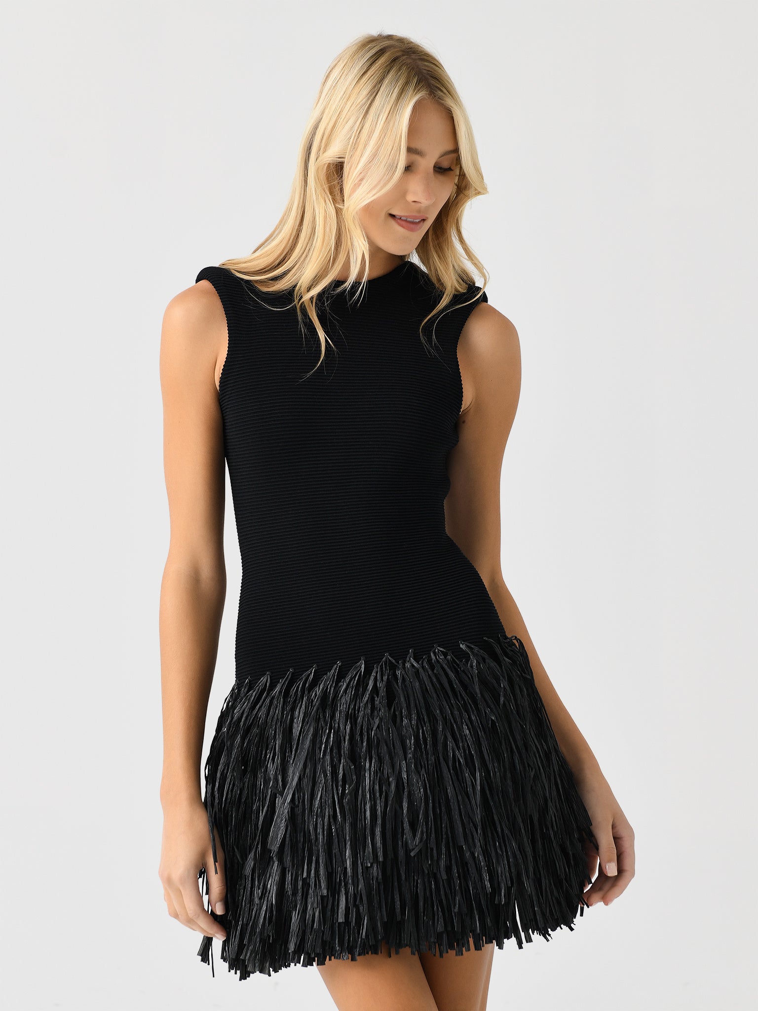 AJE Women's Rushes Raffia Knit Mini Dress - Saint Bernard