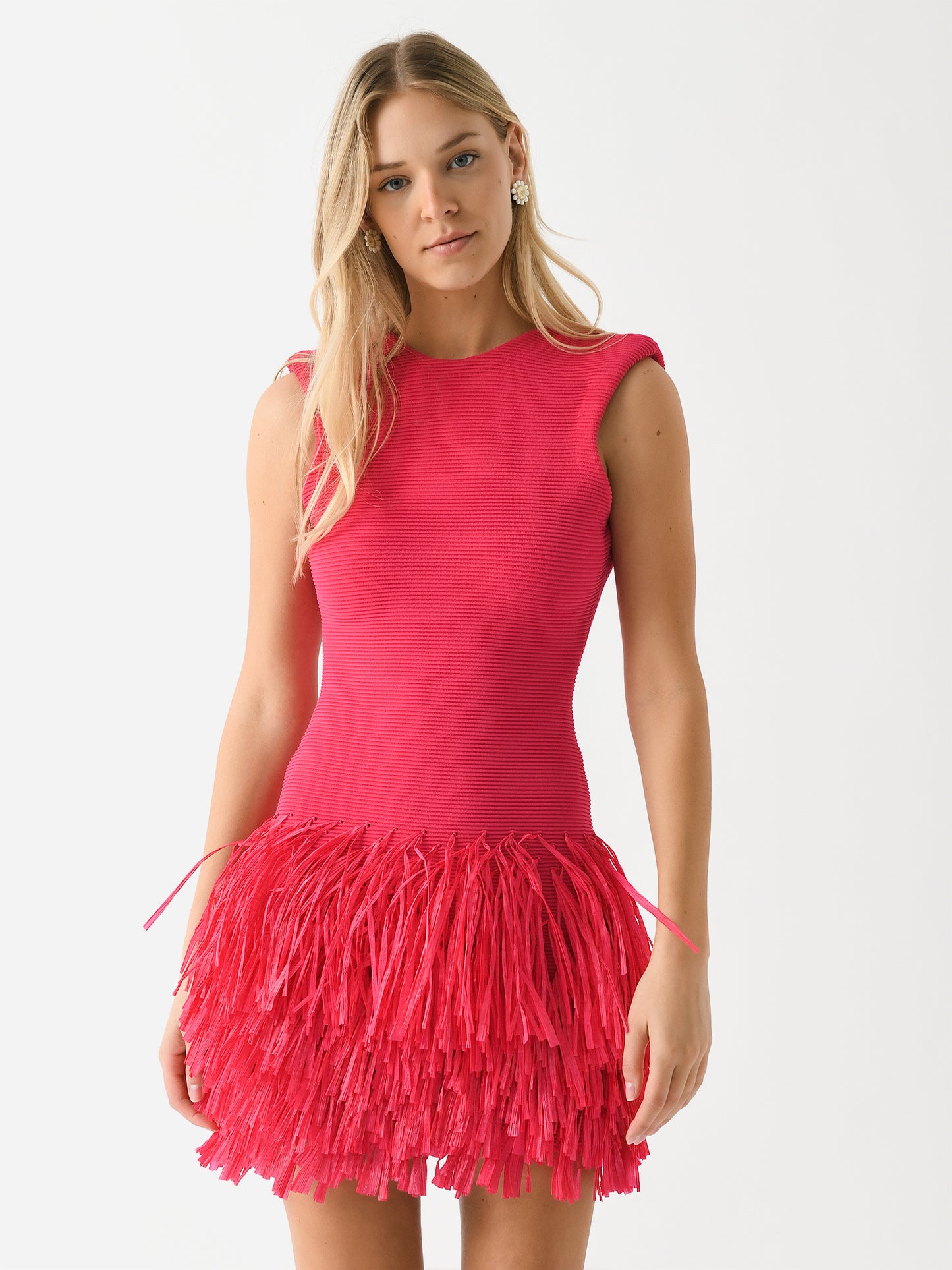 AJE Women's Rushes Raffia Knit Mini Dress