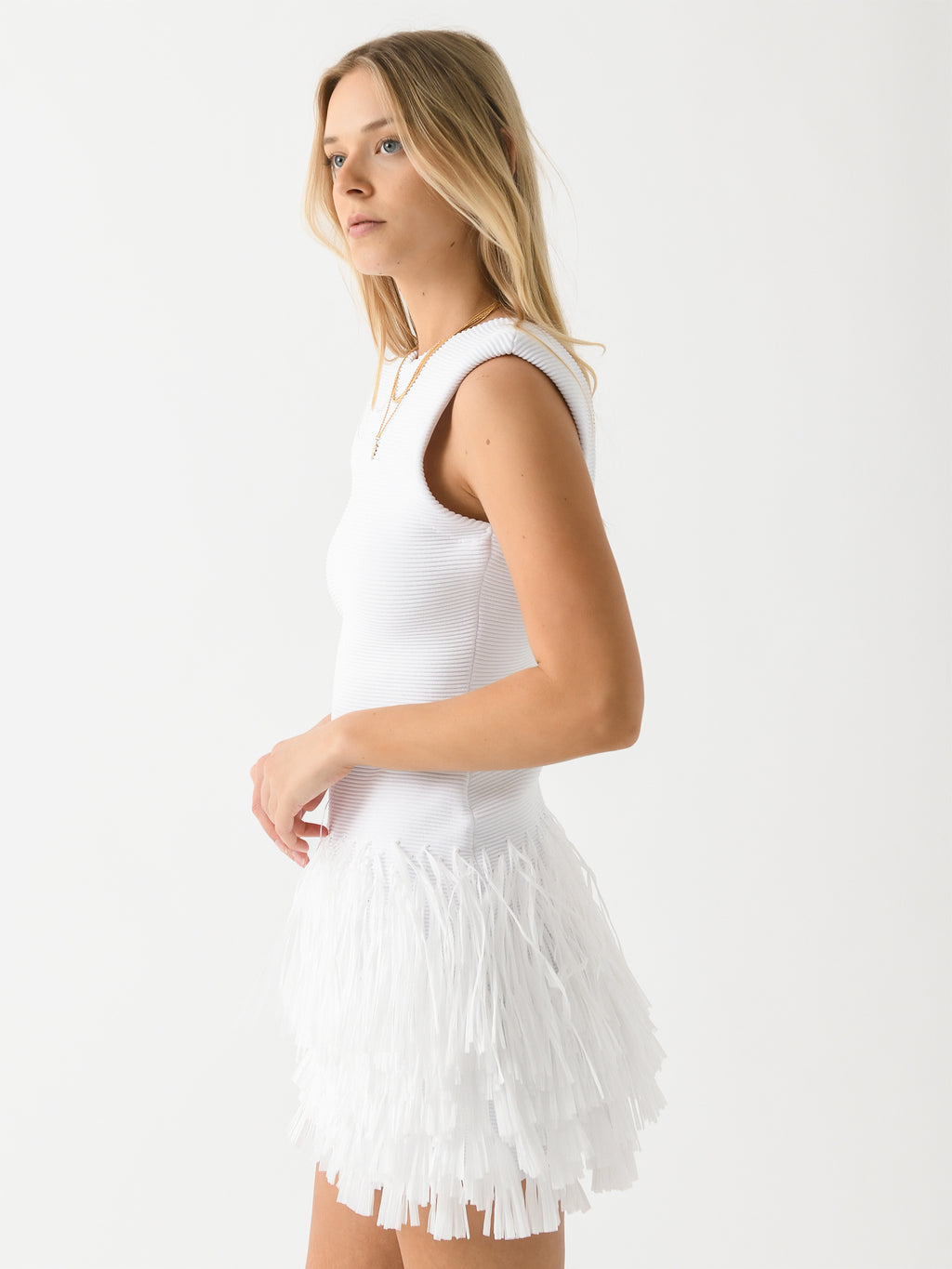 AJE Women's Rushes Raffia Knit Mini Dress Saint Bernard AJE Women's Rushes Raffia Knit Mini Dress Saint Bernard