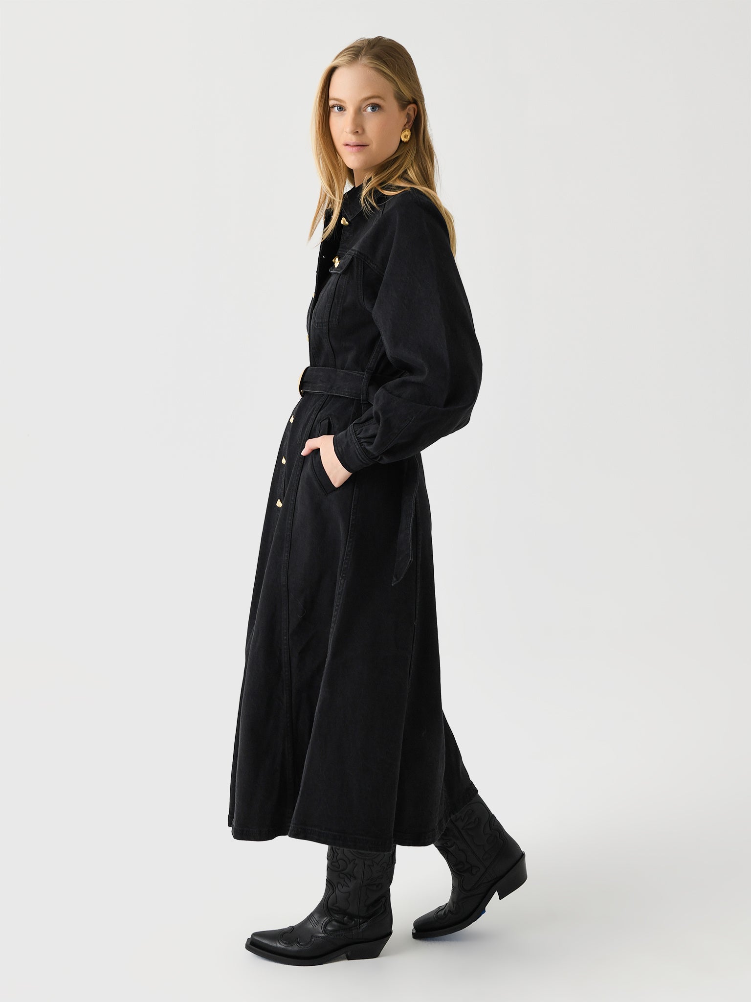 aje black denim dress AJE Women's Lola Denim Mini Dress