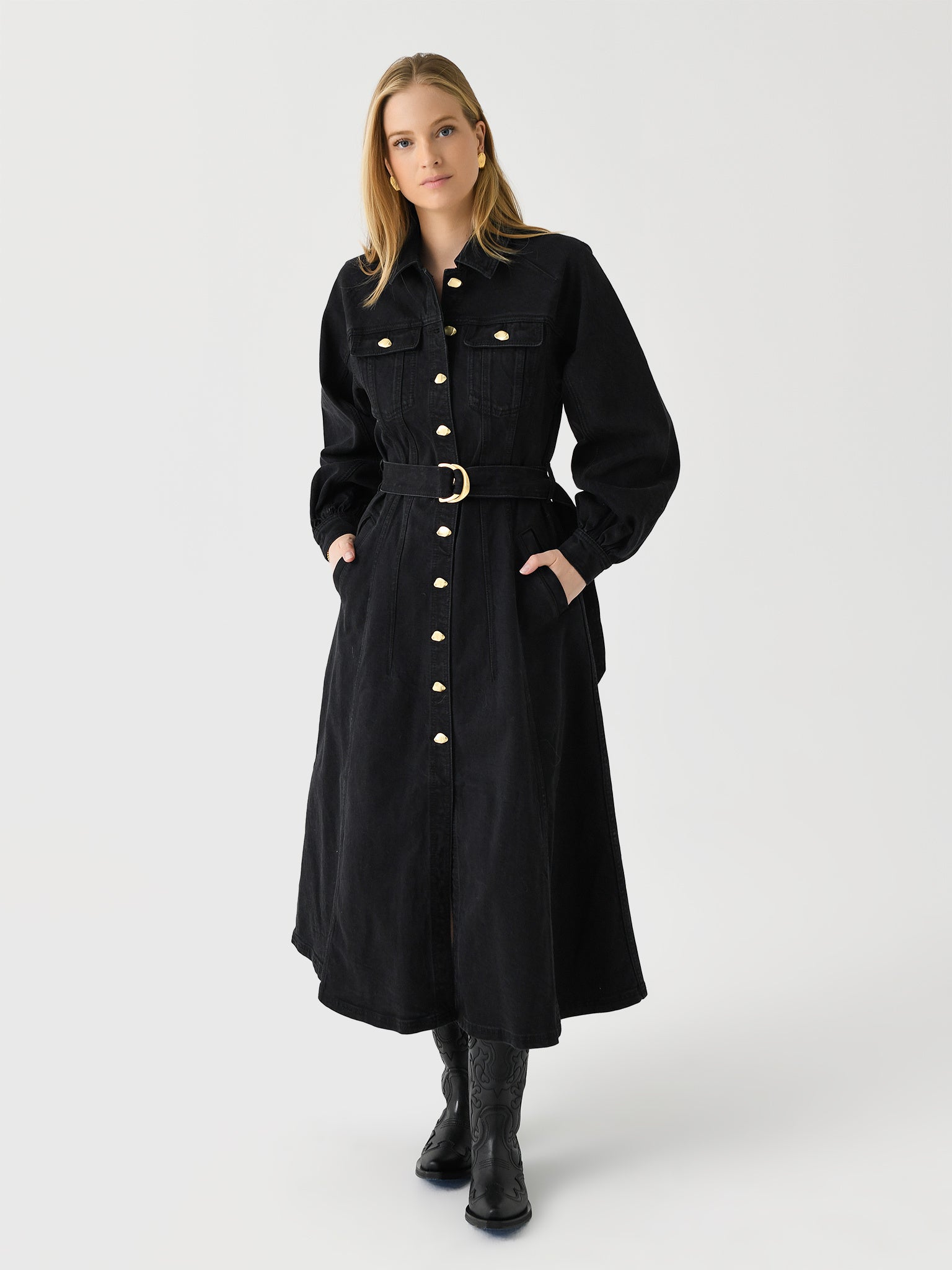 AJE Women's Maya Denim Midi Dress - Saint Bernard