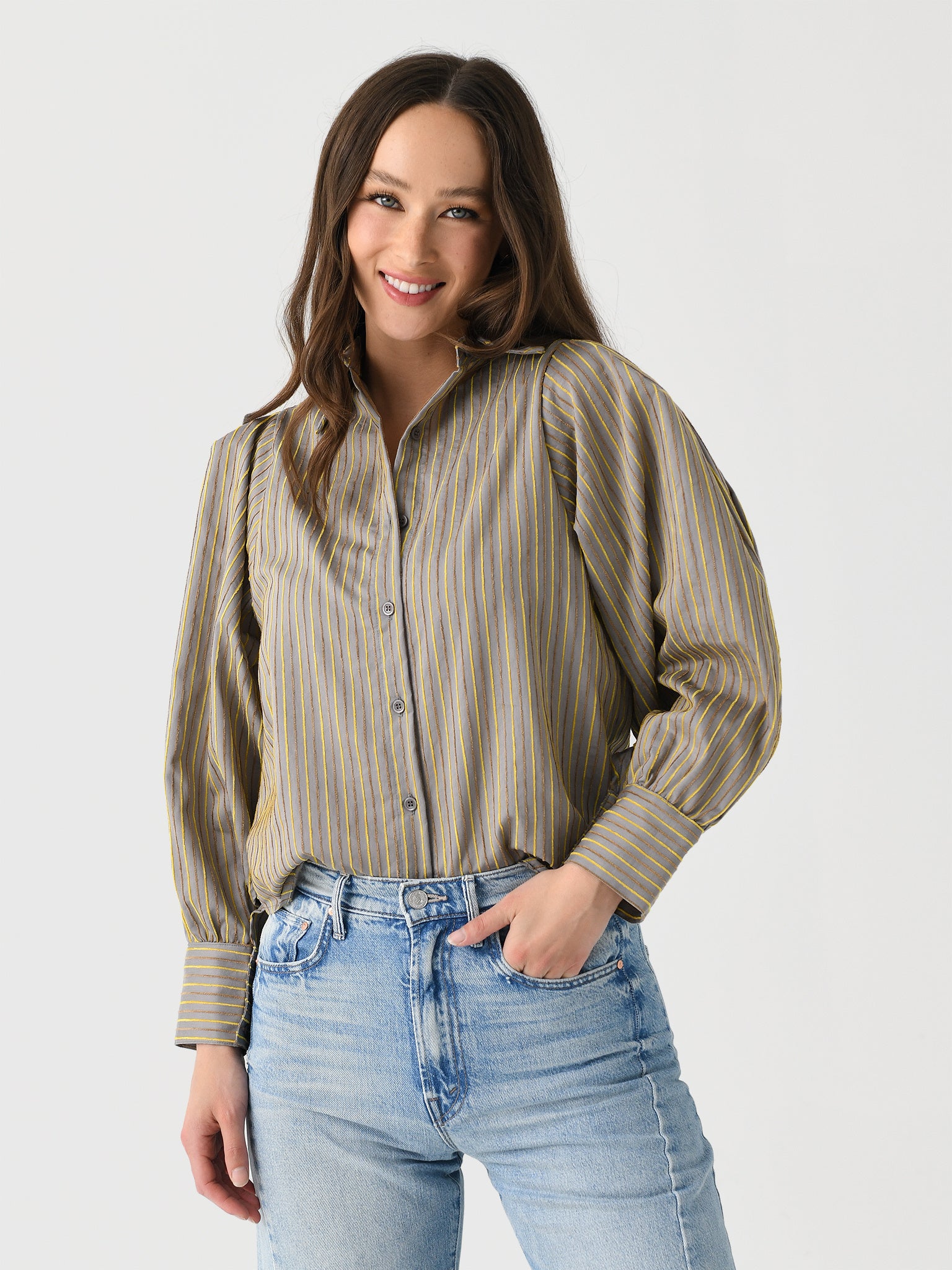 A Shirt Thing Women's Charlotte Chenille Stripe Shirt - Saint Bernard