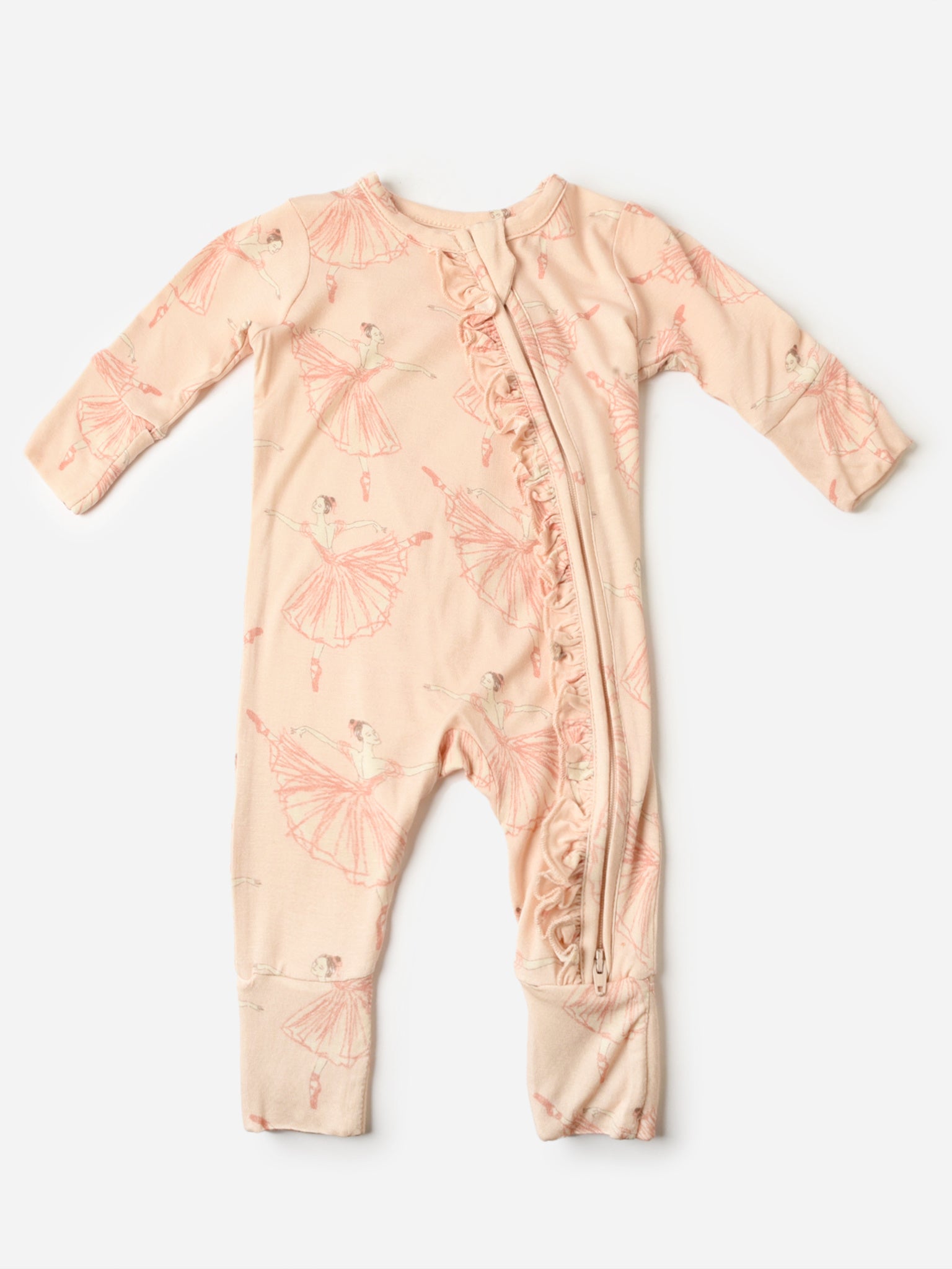Pink Chicken Baby Girls' Ruffle Bamboo Romper - Saint Bernard