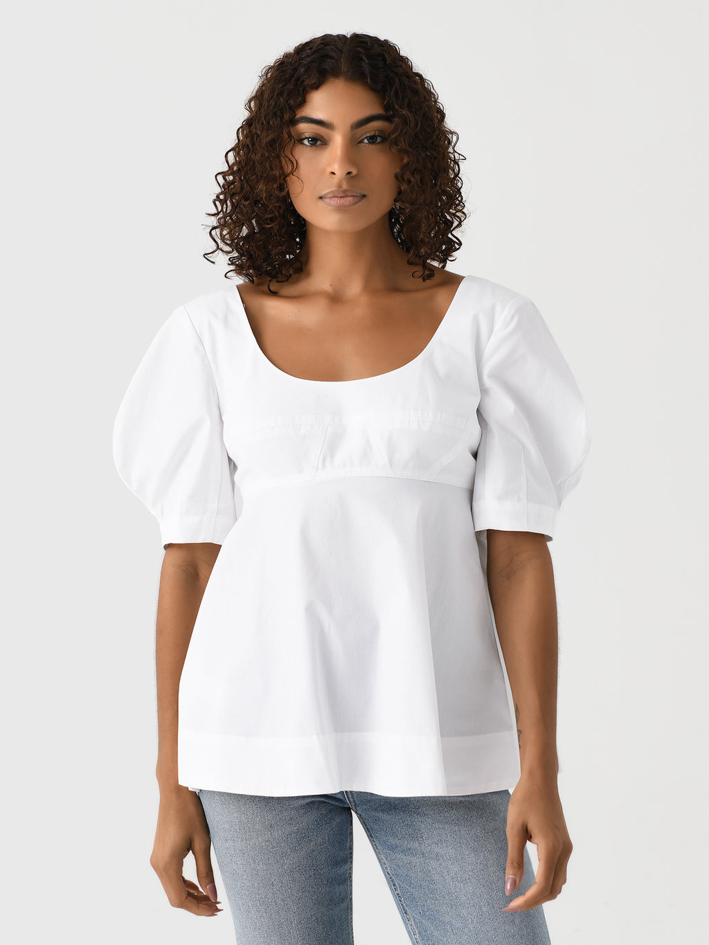 Matthew Bruch Women's Bustier Puff Sleeve Top - Saint Bernard