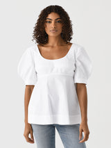 Matthew Bruch Women's Bustier Puff Sleeve Top - Saint Bernard