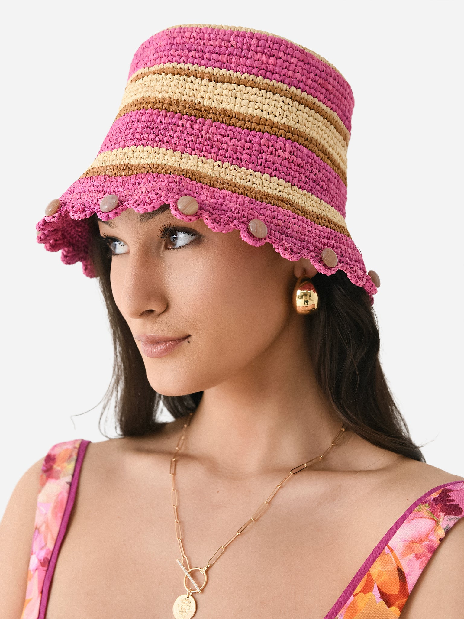 Destree Women's Bob Raffia Stripes Hat - Saint Bernard