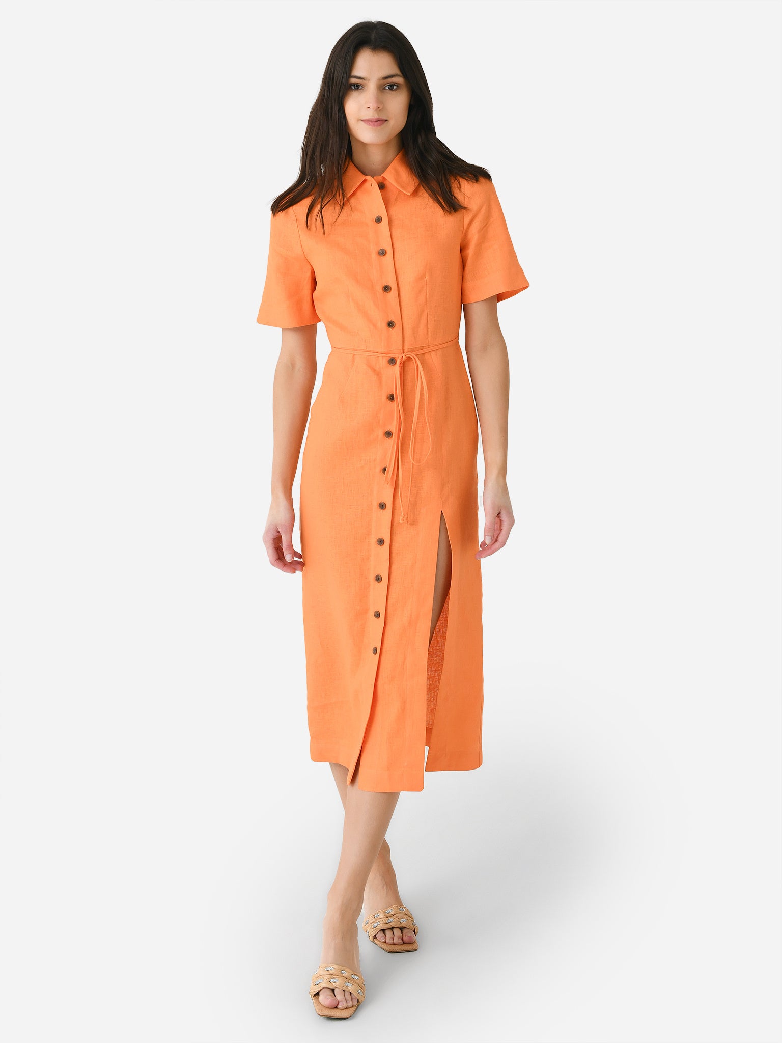 Matthew Bruch Women's Button-Up Midi Shirt Dress - Saint Bernard