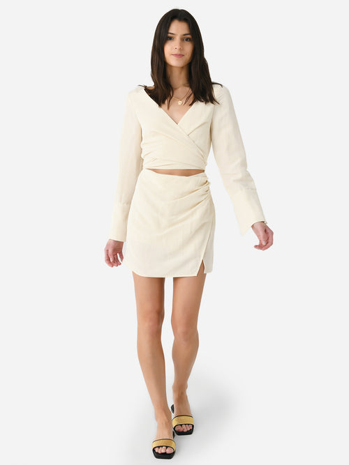 Matthew Bruch Women's Long Sleeve Mini Wrap Dress