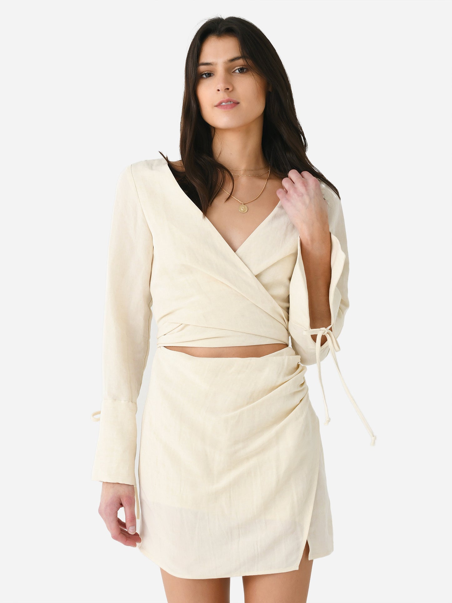 Matthew Bruch Women's Long Sleeve Mini Wrap Dress