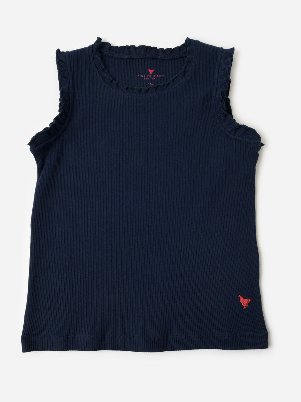Pink Chicken Girls' Organic Ruffle Rib Tank - Saint Bernard