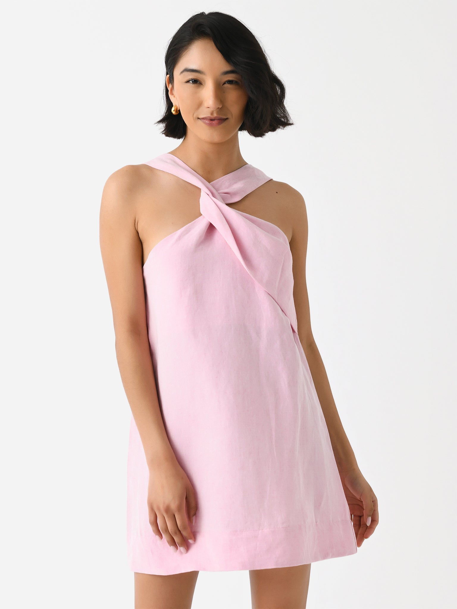 Matthew Bruch Women's Asymmetric Twist Mini Shift Dress - Saint Bernard