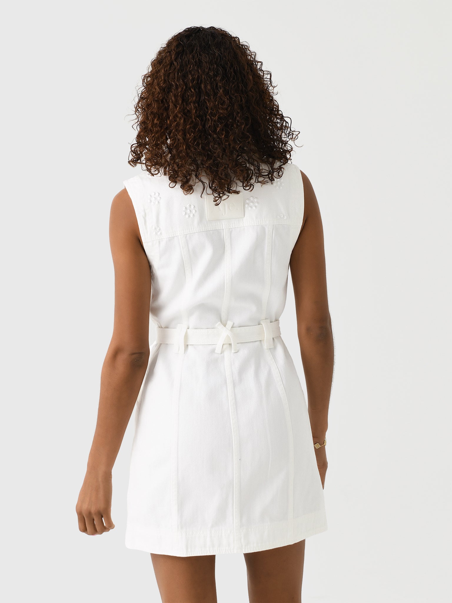 aje sinine dress AJE Women's Ren Denim Mini Dress – Saint Bernard