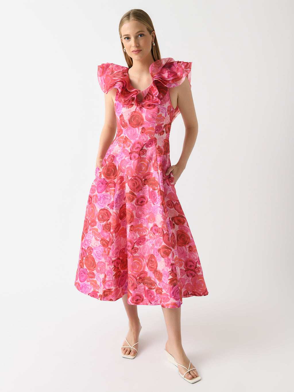 AJE Women's Enchanted Plunge Midi Dress - Saint Bernard