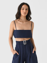 Matthew Bruch Women's Structured Bandeau Crop Top - Saint Bernard