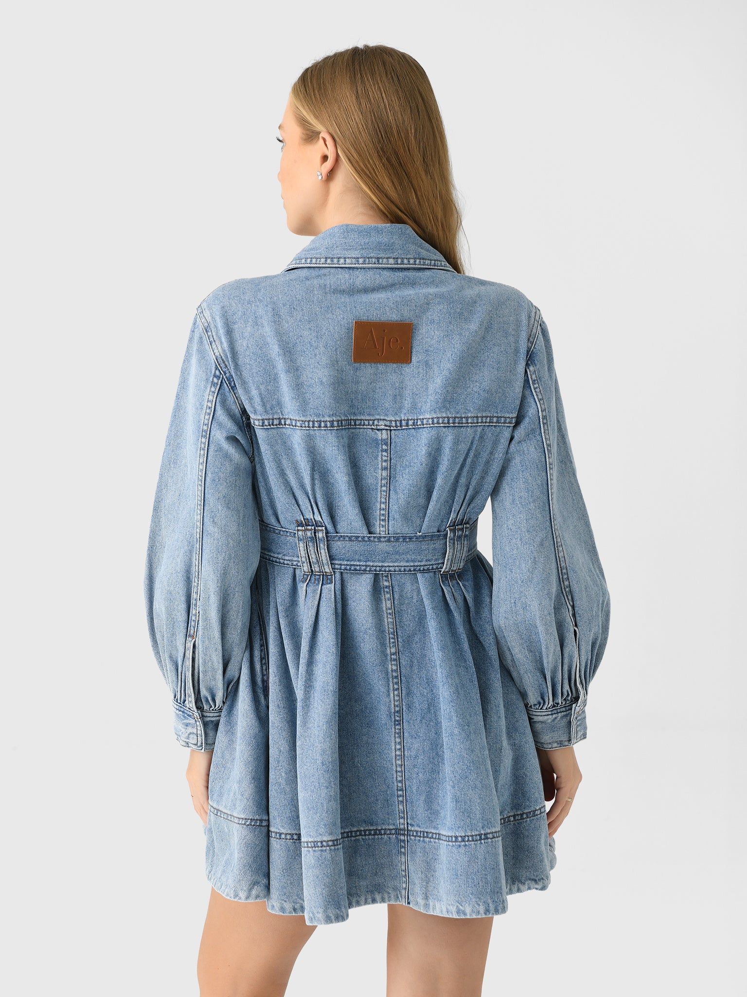 aje denim mini dress Aura Denim Mini Dress-SEA SPRAY WASH / 4