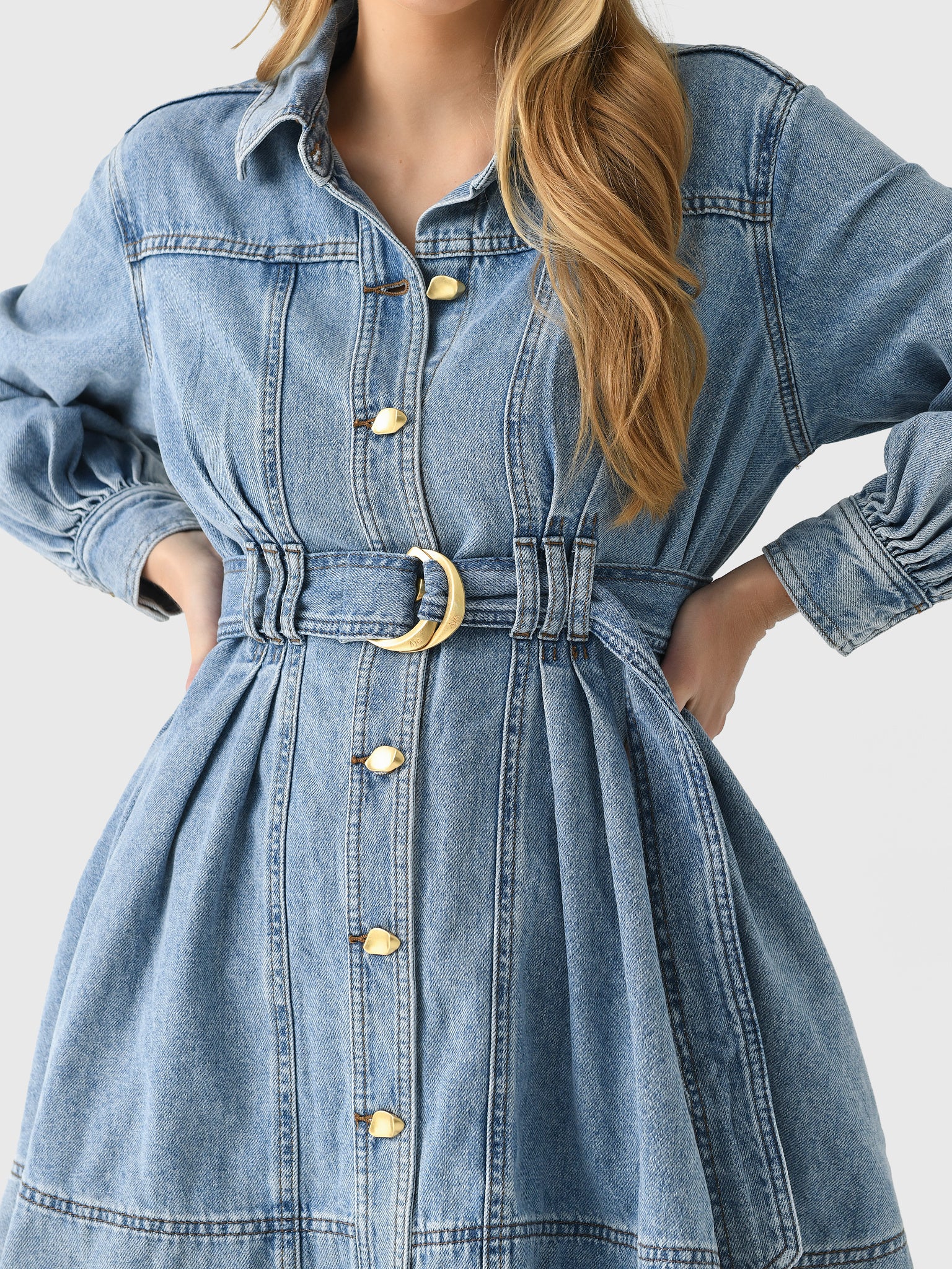 mini aje denim dress Ray Denim Mini Dress-SEA SPRAY WASH / 4