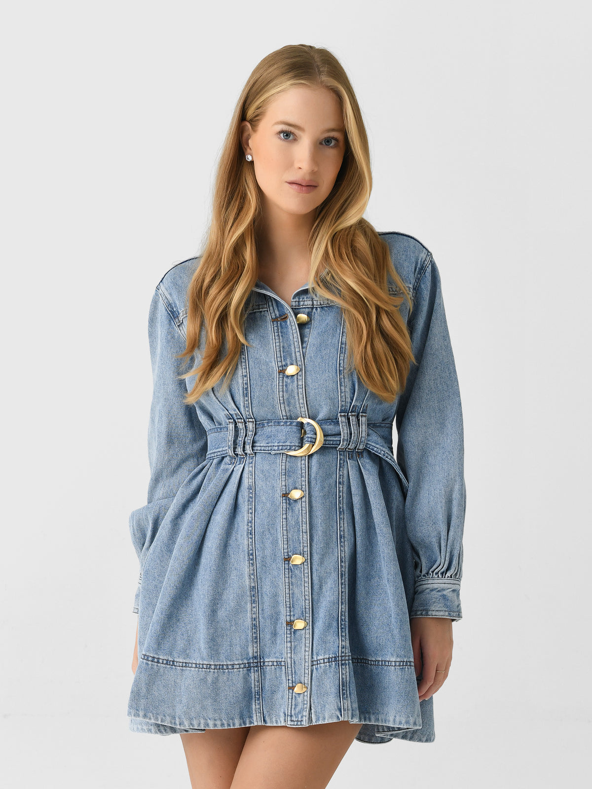 mini women's denim dress AJE Holland Evening Blue Photo Print Size:5x7