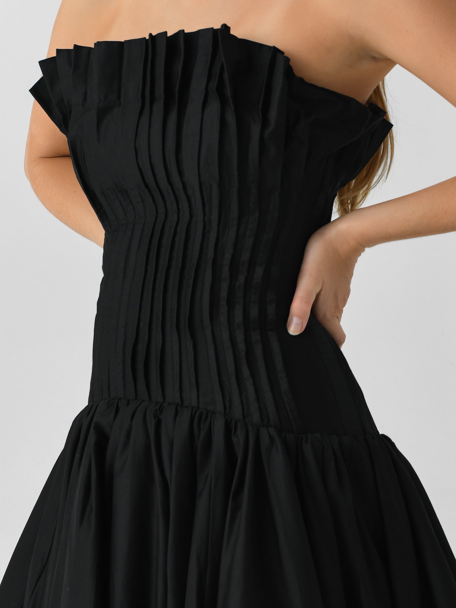 aje black bubble dress Violette Bubble Hem Mini Dress | Black
