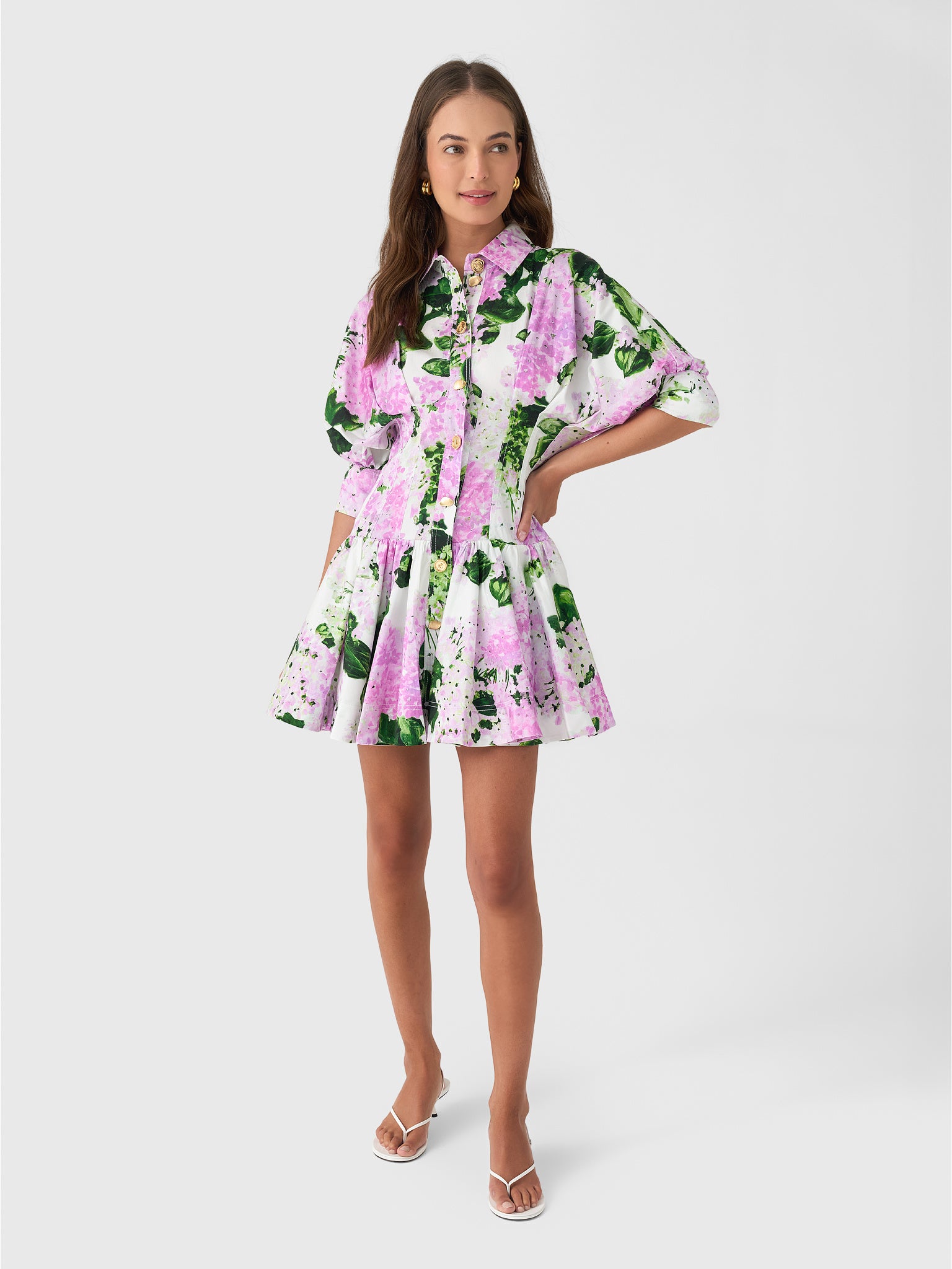 aje short dress Aje Chromatic Mini Dress in Olive Native Floral