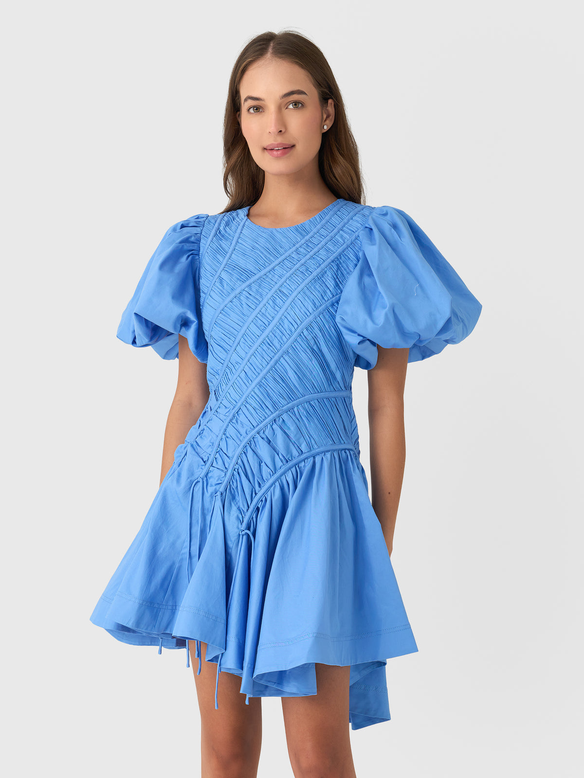 aje blue dress Women's Wisteria Mini Shift Dresses Color:BLACK MULTI Strapless gown with fitted It's Official: These Shoes