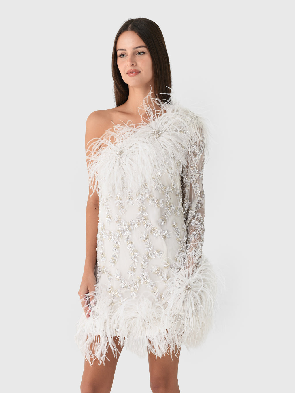 Rachel Gilbert Women's Alby Mini Dress, Ivory, Nylon | Size: 2