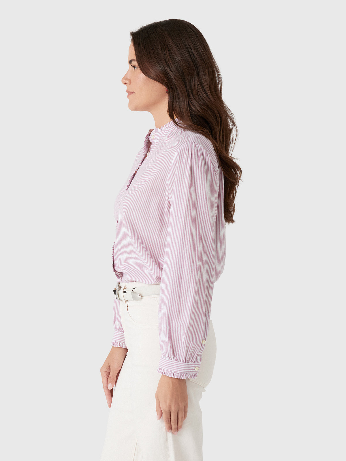 Alex Mill Women's Chantilly Striped Ruffle Shirt - Saint Bernard