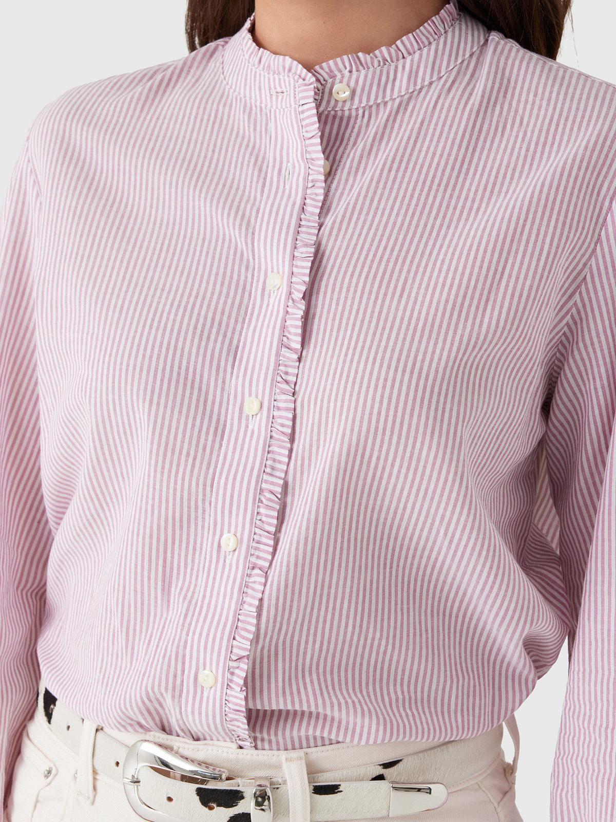 Alex Mill Women's Chantilly Striped Ruffle Shirt - Saint Bernard