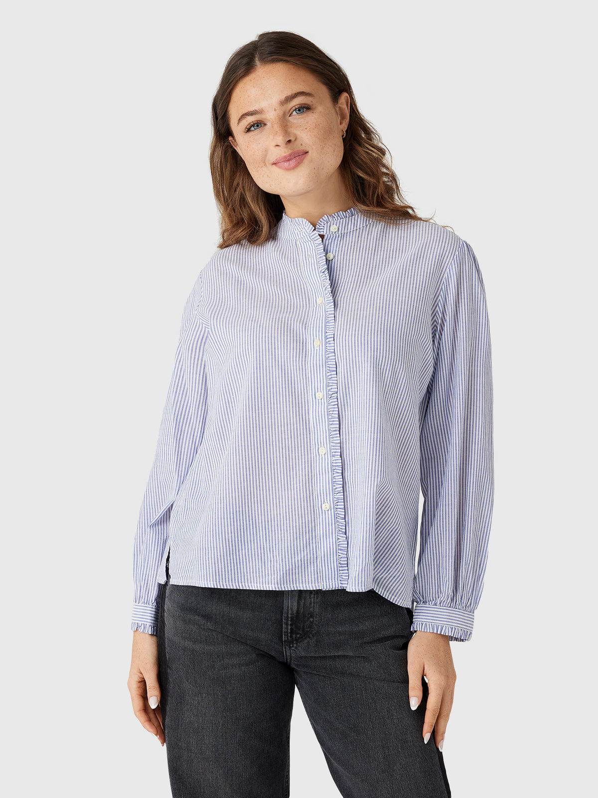 Alex Mill Women's Chantilly Striped Ruffle Shirt - Saint Bernard