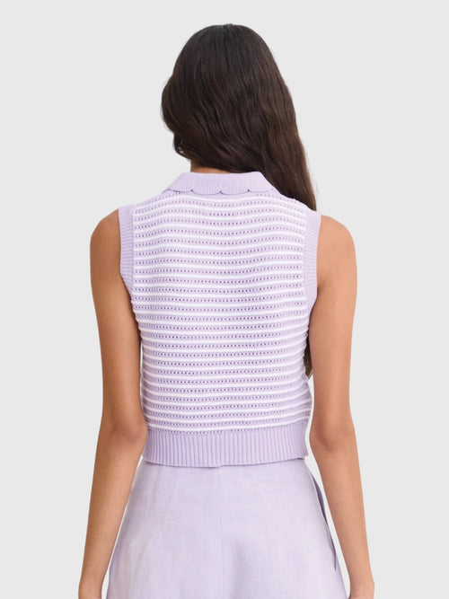 Matthew Bruch Women's Striped Mesh Collared Tank