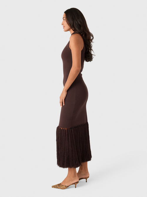 AJE Women's Sofina Knit Tassel Midi Dress - Saint Bernard
