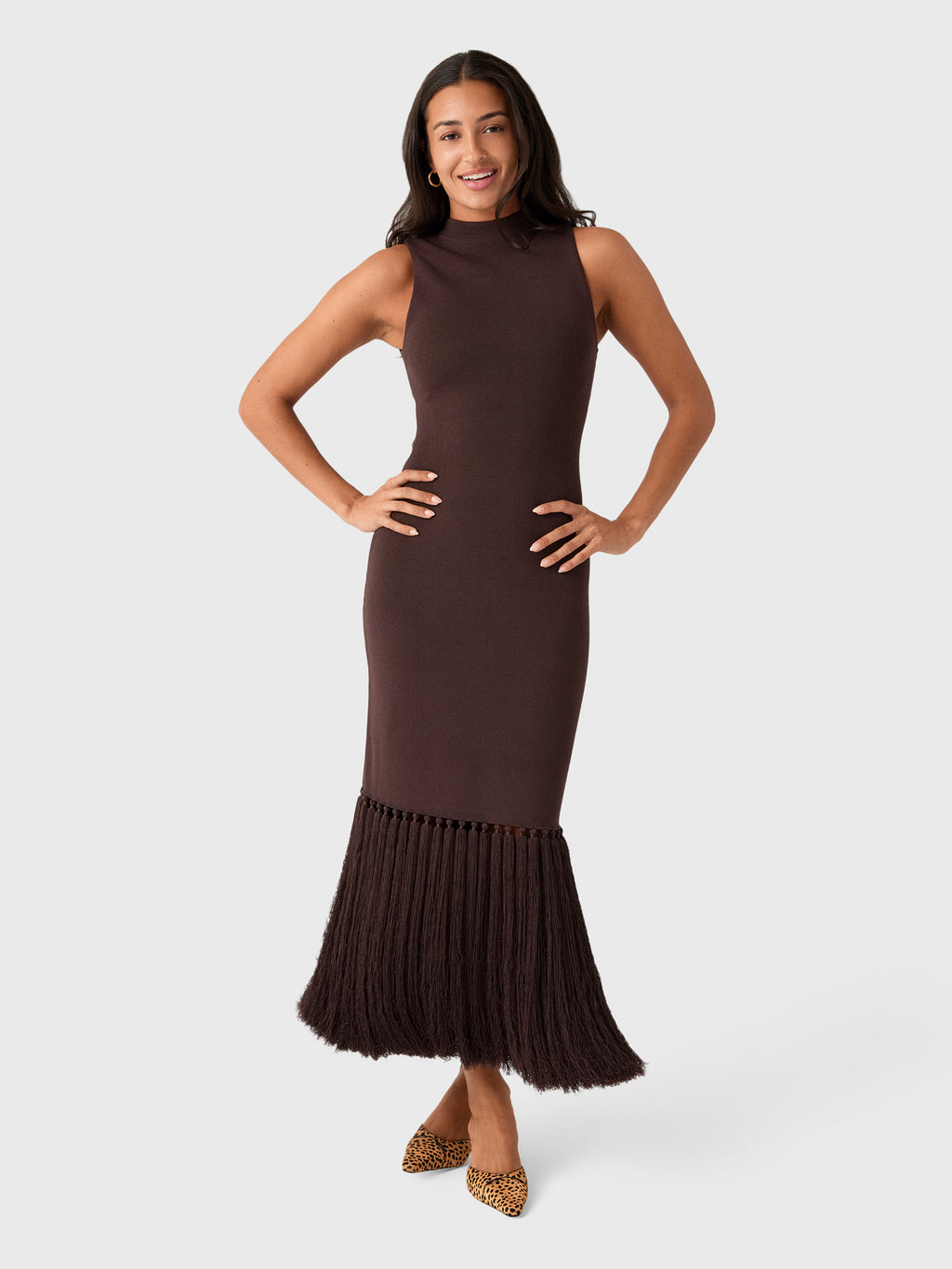 AJE Women's Sofina Knit Tassel Midi Dress - Saint Bernard