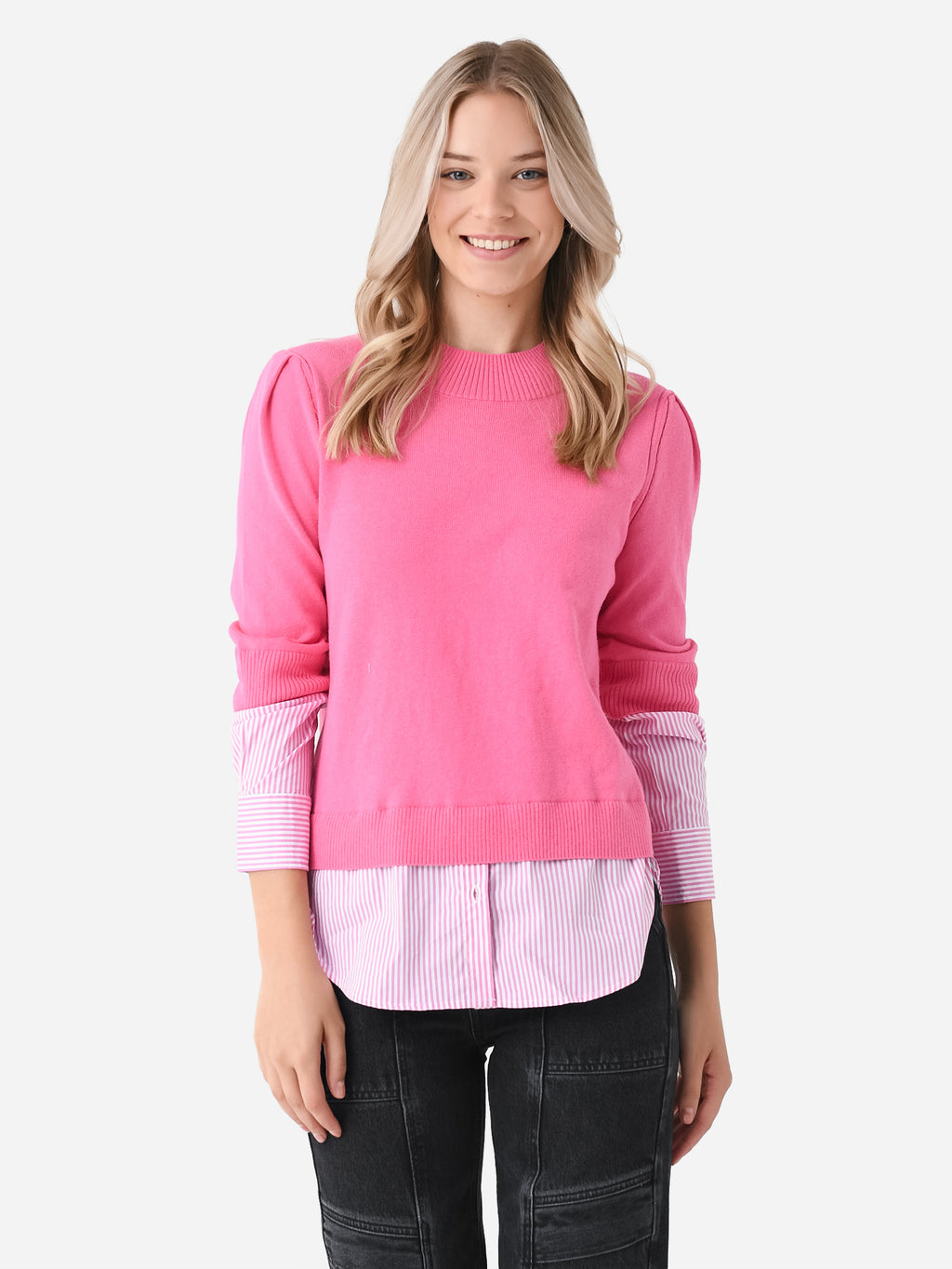 J Society Women's Layered Crew Neck Sweater - Saint Bernard