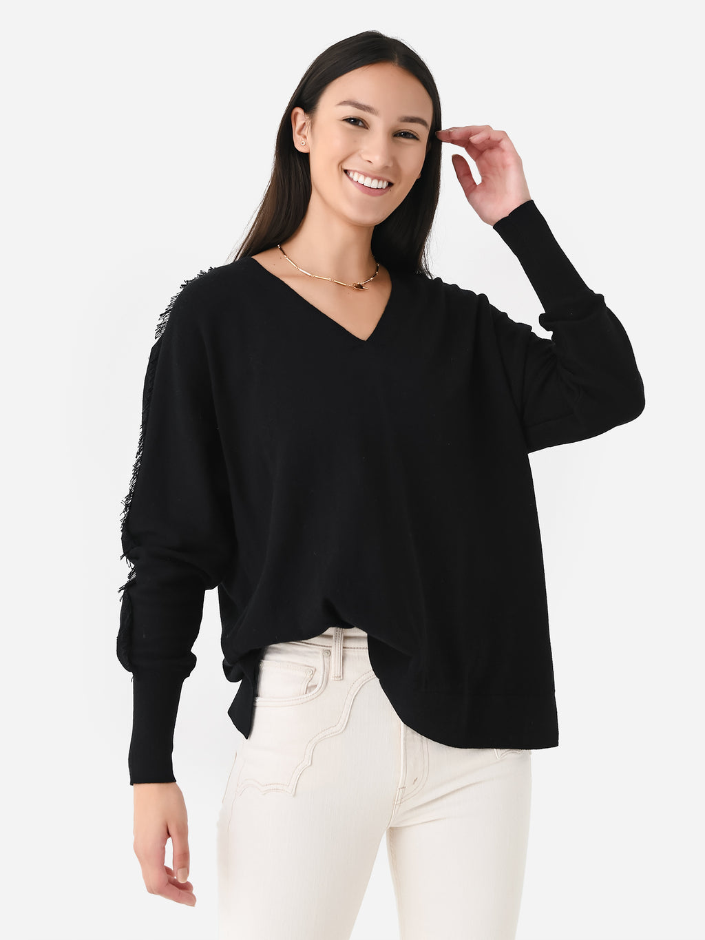 J Society Women's V-Neck Eyelash Sweater - Saint Bernard
