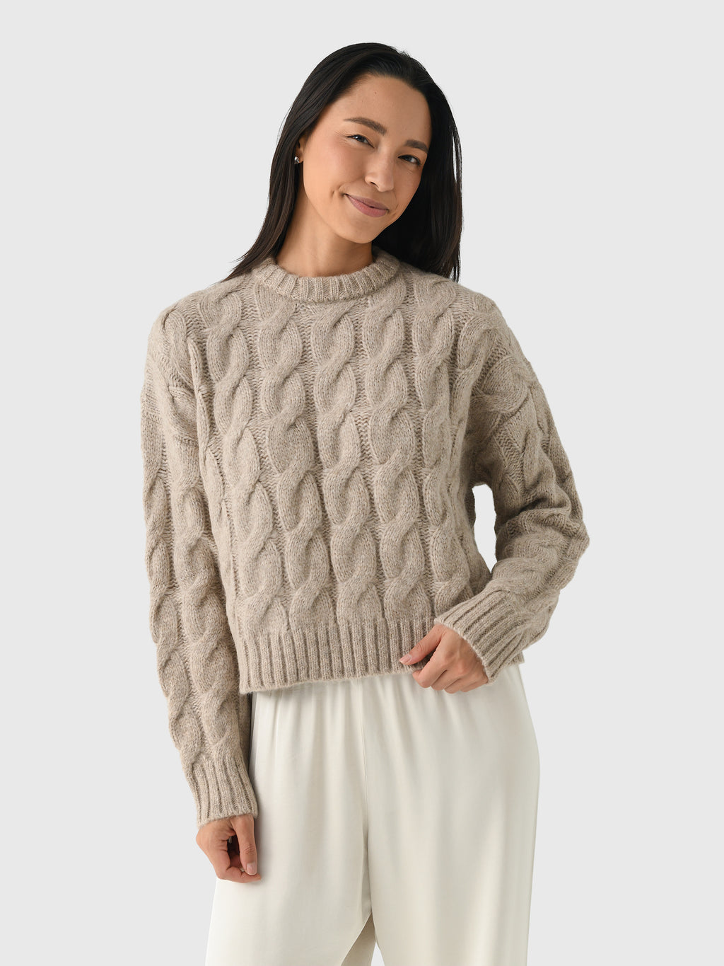 Jenni Kayne Women's Serena Crewneck Cable Sweater - Saint Bernard