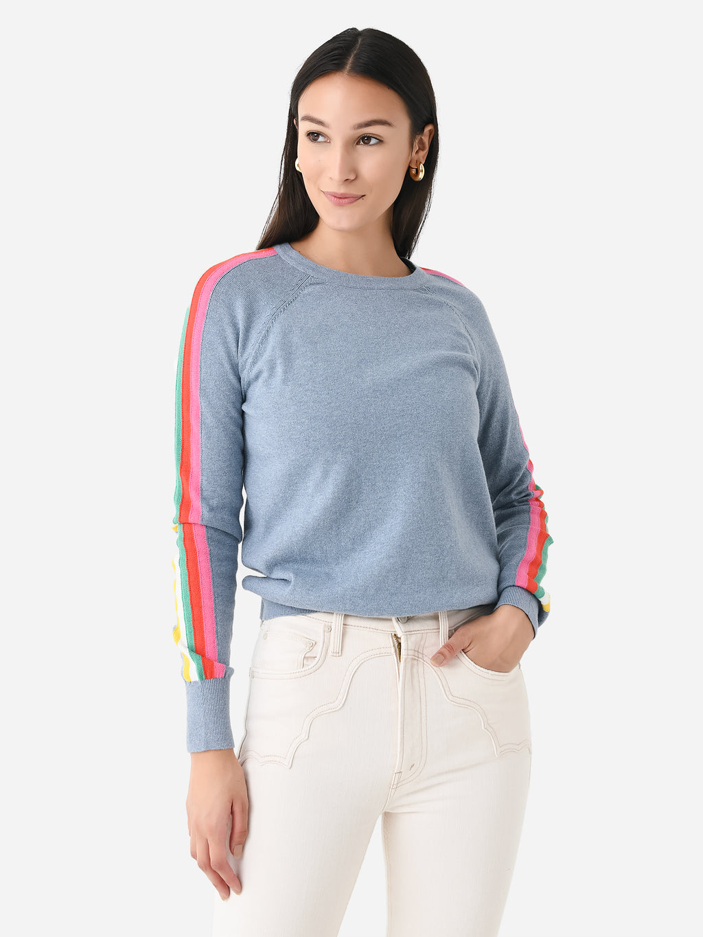 J Society Women's Stripe Sleeve Sweater - Saint Bernard